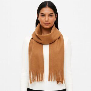 Fringe Fleece Scarf Classic Cozy Gift Holiday Neutral Outdoor School Travel Work